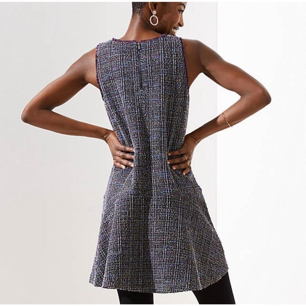 Ann Taylor Loft Tweed Drop Waist Sleeveless Dress Size XS Multicolor - Picture 4 of 8
